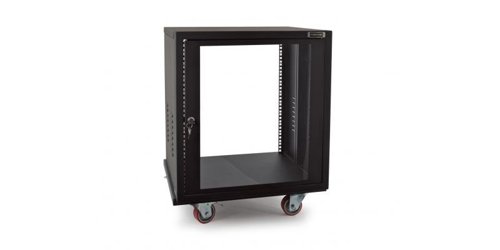 Armario rack 19" 12U metálico con puerta, ruedas